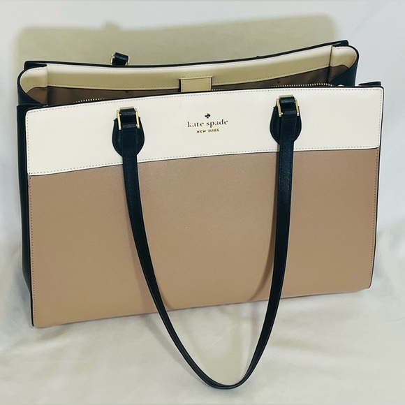 Kate Spade Madison Commuter Laptop Tote Toasted Hazelnut Multicolor Bag - Picture 1 of 16